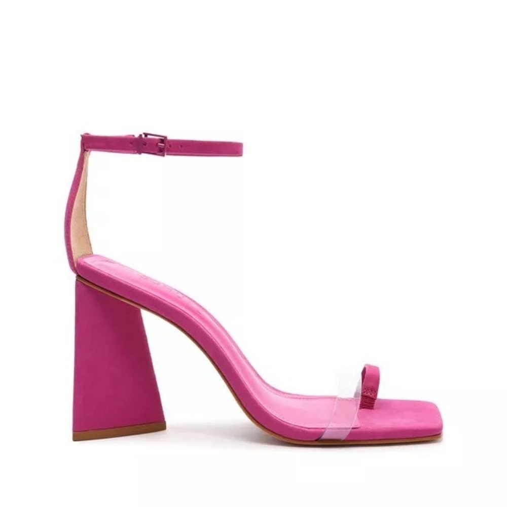 Schutz Avva Vinyl & Suede Hot Pink Heels Size 8